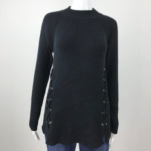 Style & Co Laced Up Sides Ribbed Knit Sweater
